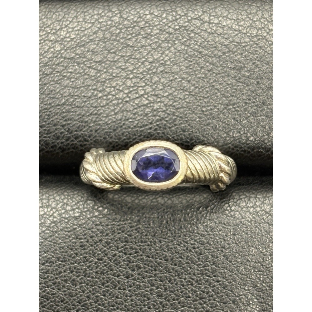 Judith Ripka Sterling Silver Iolite Ring Size 6 E4